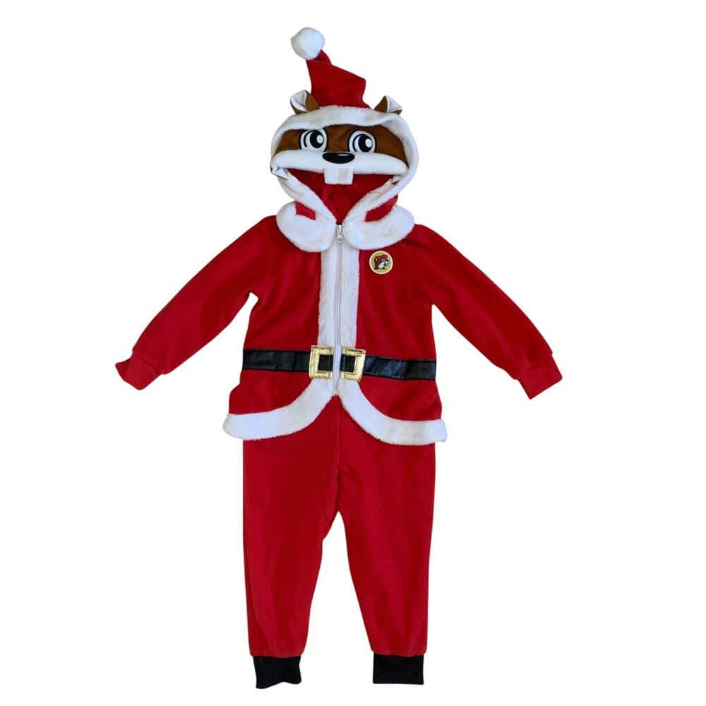 Buc-ees Kids Toddlers Size 3T Santa One Piece Body Suit Pajama Fleece Costume